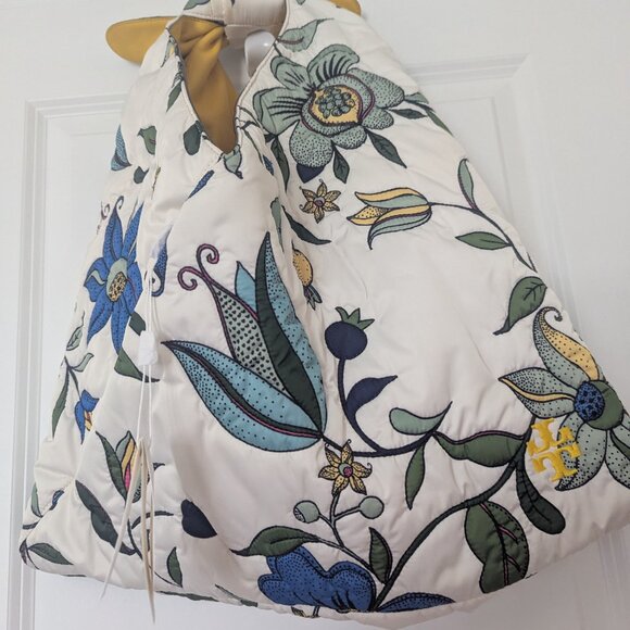 Tory Burch Zoe Quilted Tie Bag in Ivory Floral - Picture 3 of 15